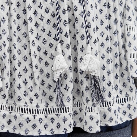 French Connection Ava Tile Gypsy Boho Top Size Large - Picture 14 of 15